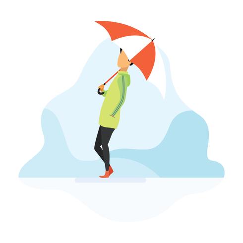 Boy holding umbrella vector