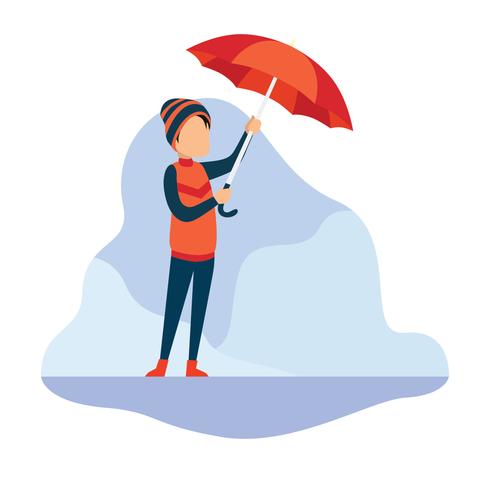 Boy with his umbrella vector