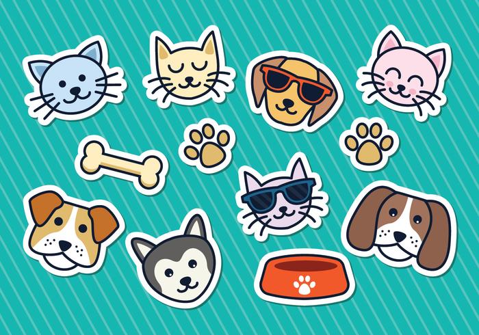 Cat And Dog Stickers Vector