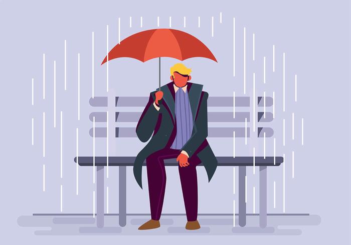 Boy Holding Umbrella vector