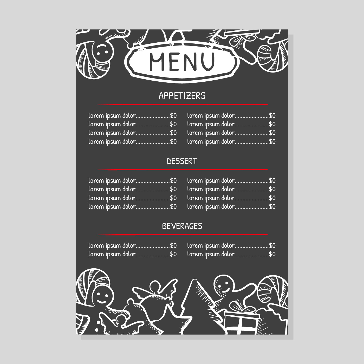 Christmas Dinner Menu Vector 267071 Vector Art At Vecteezy