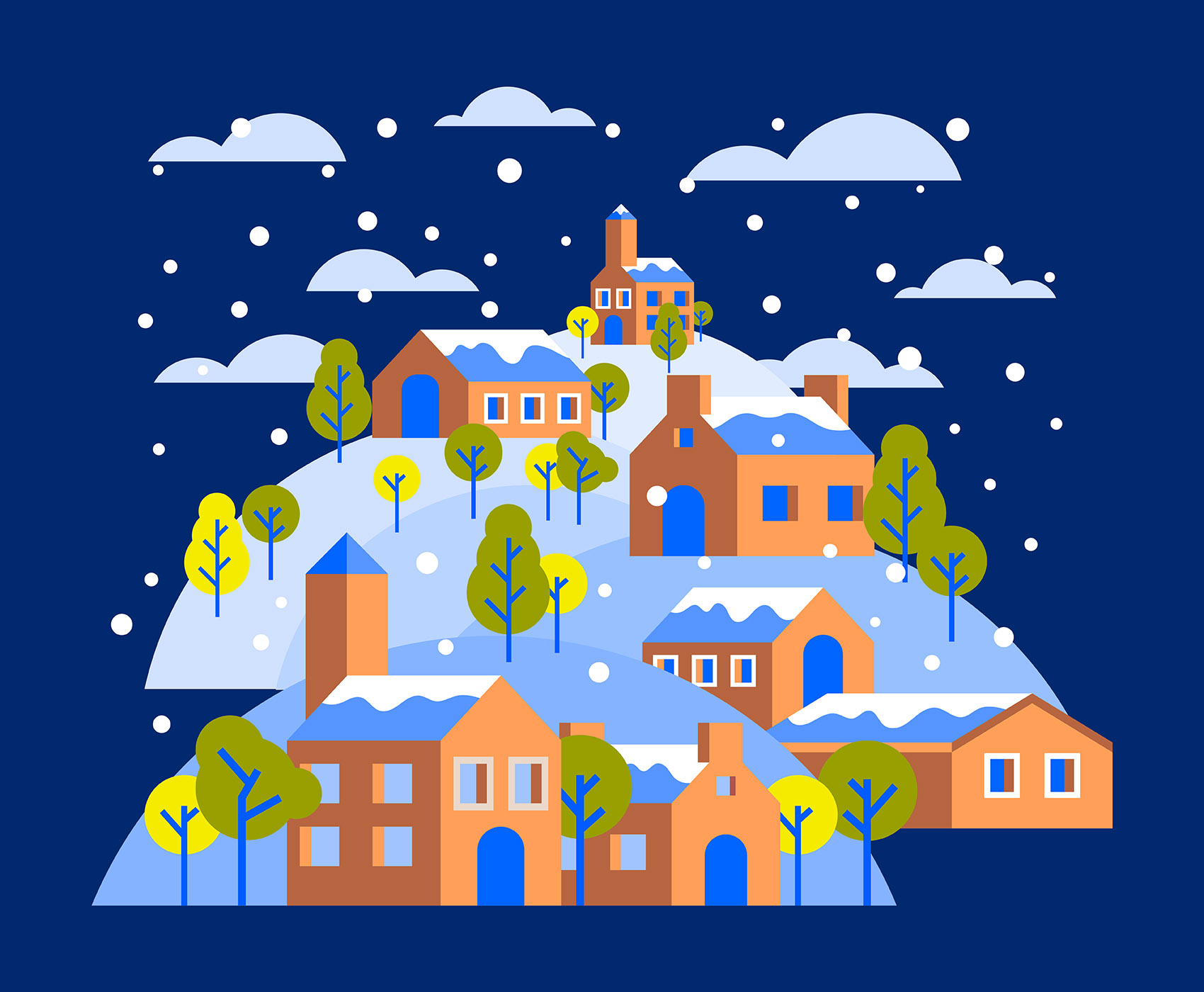 Winter Village Illustration - Download Free Vectors ...