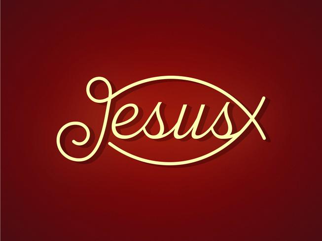 Jesus Hand Lettering In Neon Vector Design