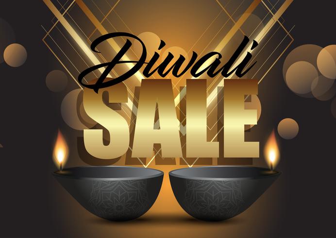 Diwali sale background with oil lamps vector