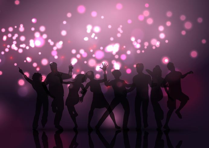 Party crowd on bokeh lights background  vector