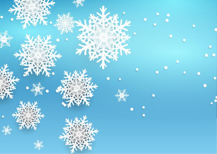 Fondo de Navidad con copos de nieve de estilo 3D vector