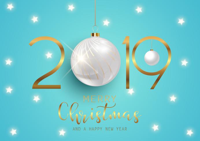 Happy New Year background with hanging baubles vector