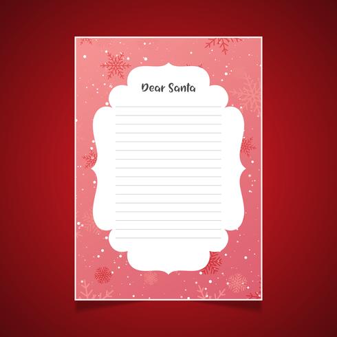 Christmas letter to Santa with snowflakes vector