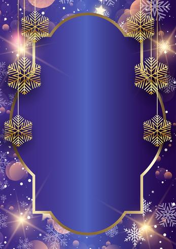 Christmas frame background with hanging snowflakes vector