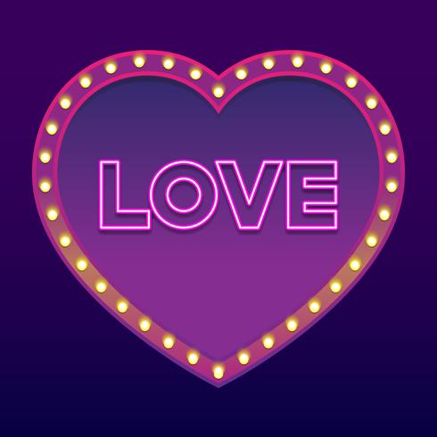 Neon Word Love Happy Valentine's Day Design Element vector