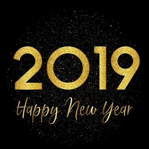 Gold sparkle Happy New Year background vector