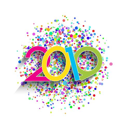 New Year background with colourful numbers and confetti  vector