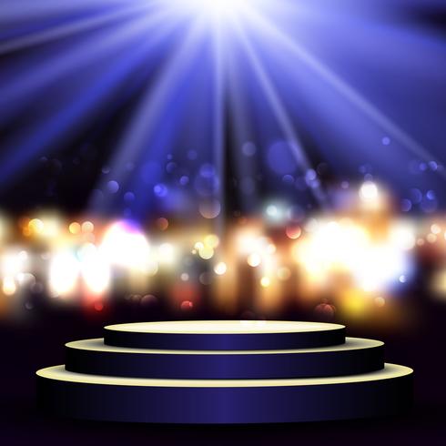 Empty podium on bokeh lights background  vector