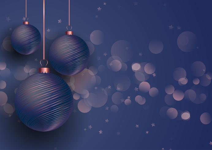 Adornos navideños de oro rosa y azul. vector