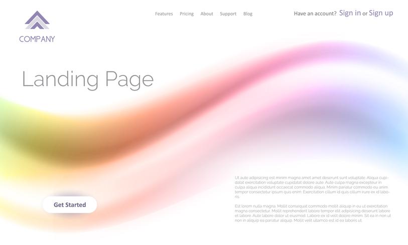 Landing page website template with abstract flow design vector