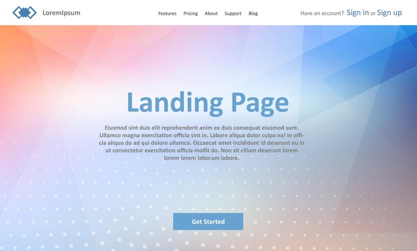 Landing page website template with abstract low poly design vector