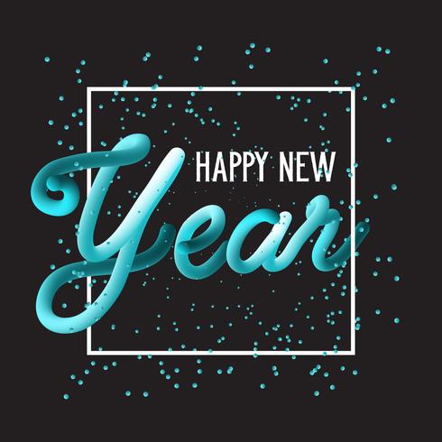 Happy New Year hand drawn lettering background  vector