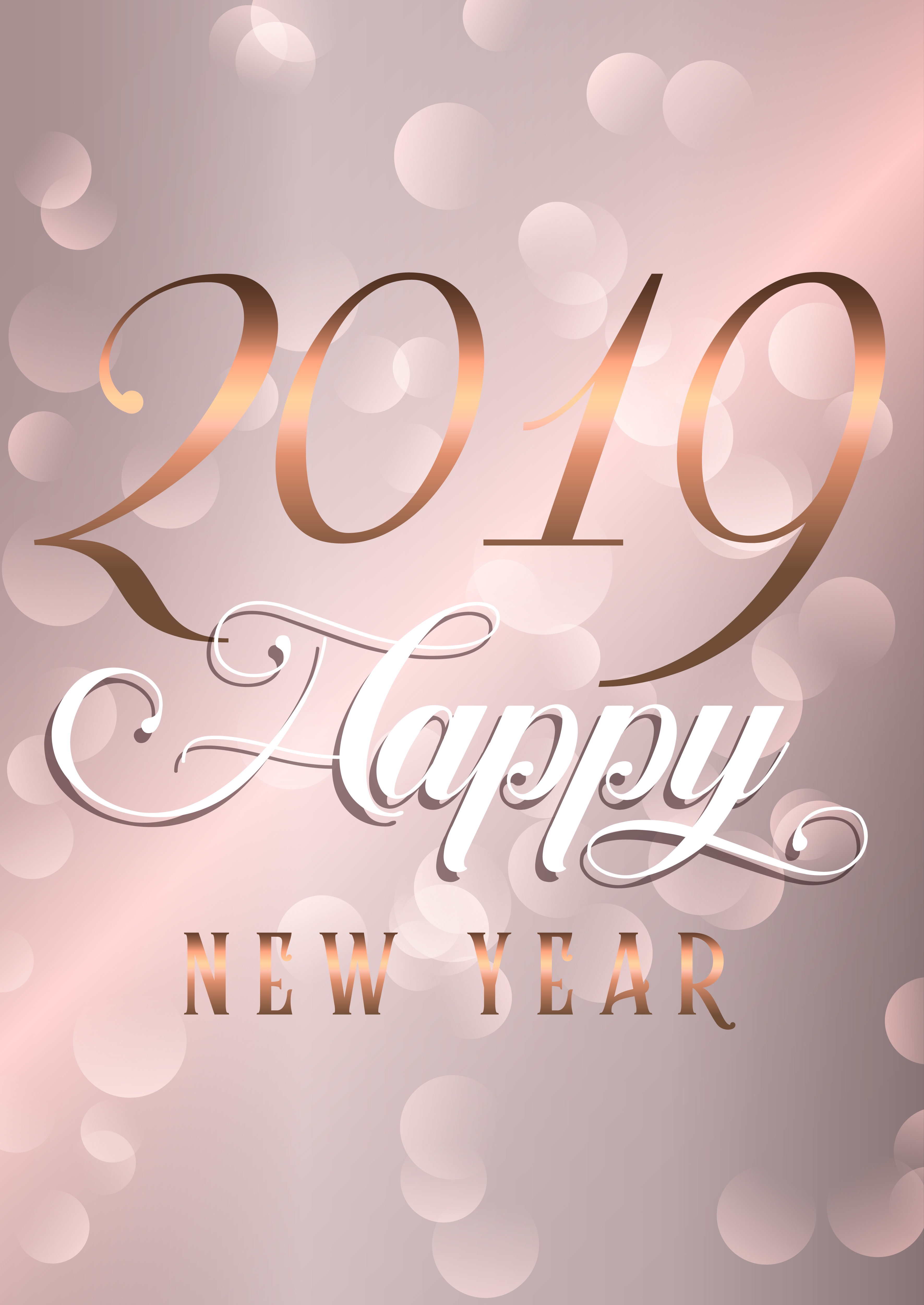 Happy New Year background with decorative rose gold lettering 267282