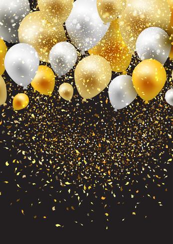 Celebration background with balloons and confetti  vector