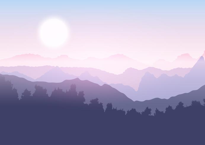 Tree and mountain landscape vector