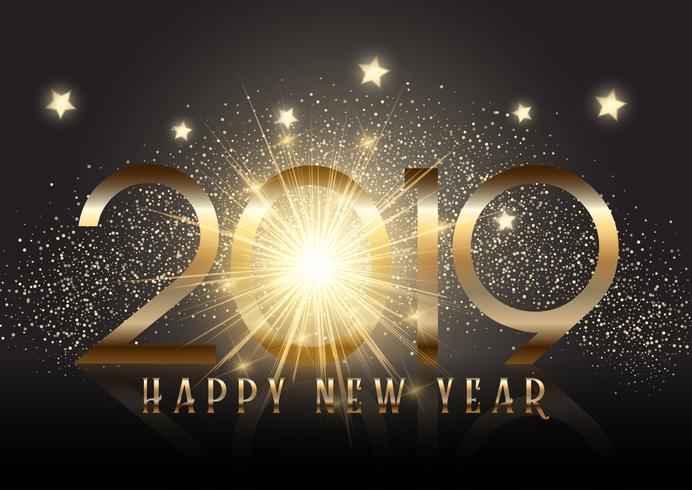 Gold New Year background with sparkle effect  vector