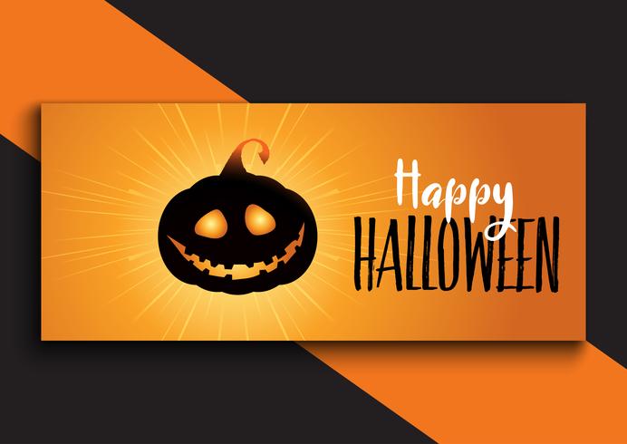 Diseño de banner de Halloween con calabaza linda vector