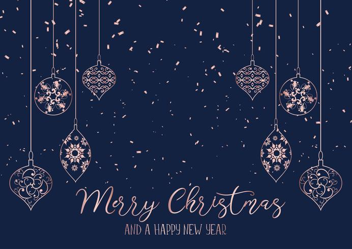 Christmas background with hanging decorations vector