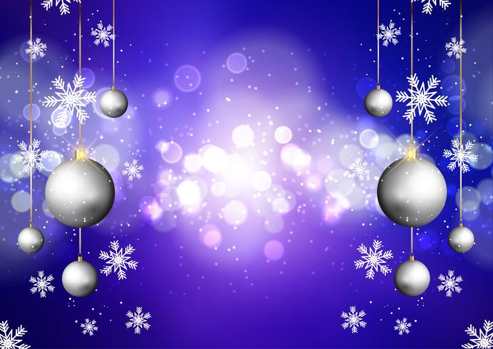 Christmas background with bokeh lights  vector