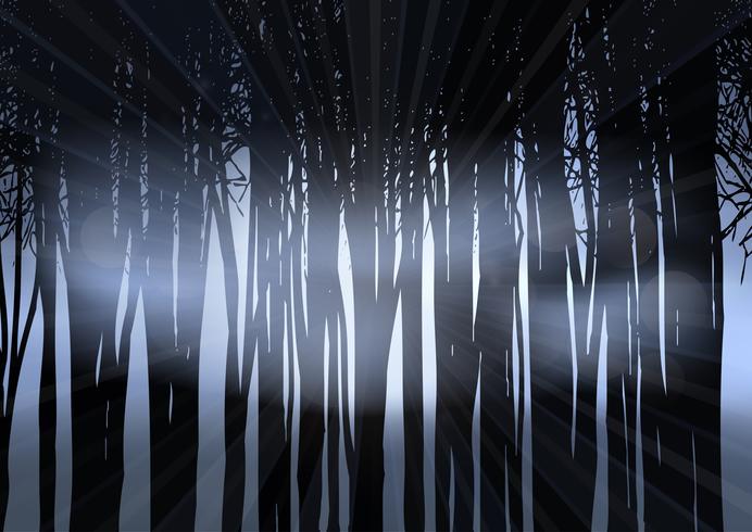 Silhouette of a forest at night vector