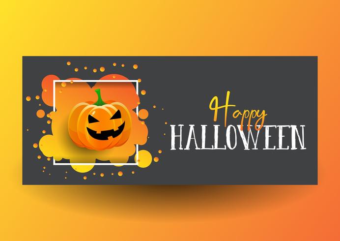 Diseño de banner de Halloween con calabaza linda vector