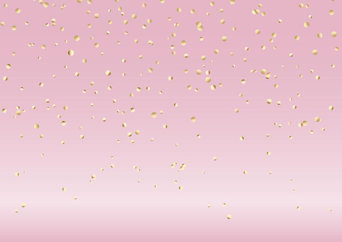 Falling gold confetti on pink background vector