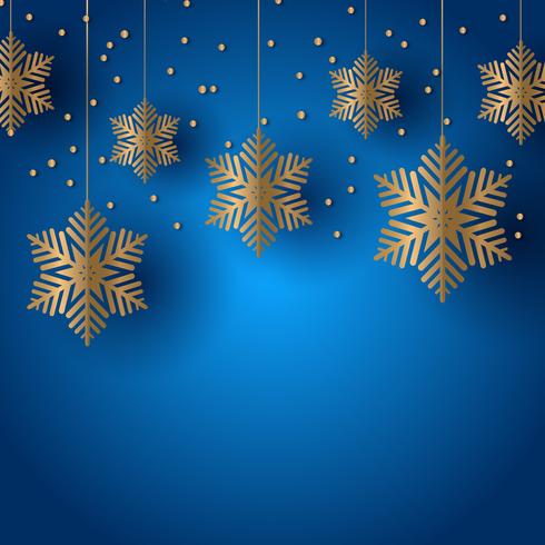 Christmas background with hanging snowflakes vector