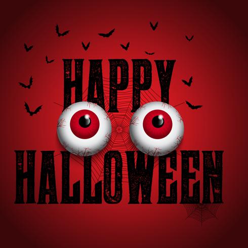 Halloween background with spooky eyeballs vector