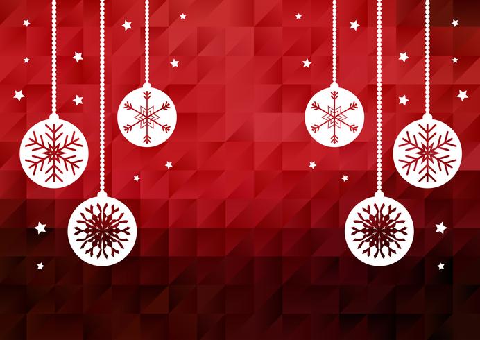 Christmas baubles on low poly background  vector