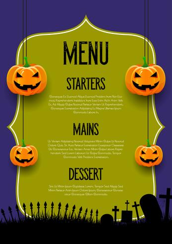 Spooky Halloween menu design vector