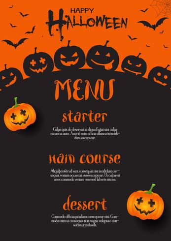 Diseño de menú de halloween vector