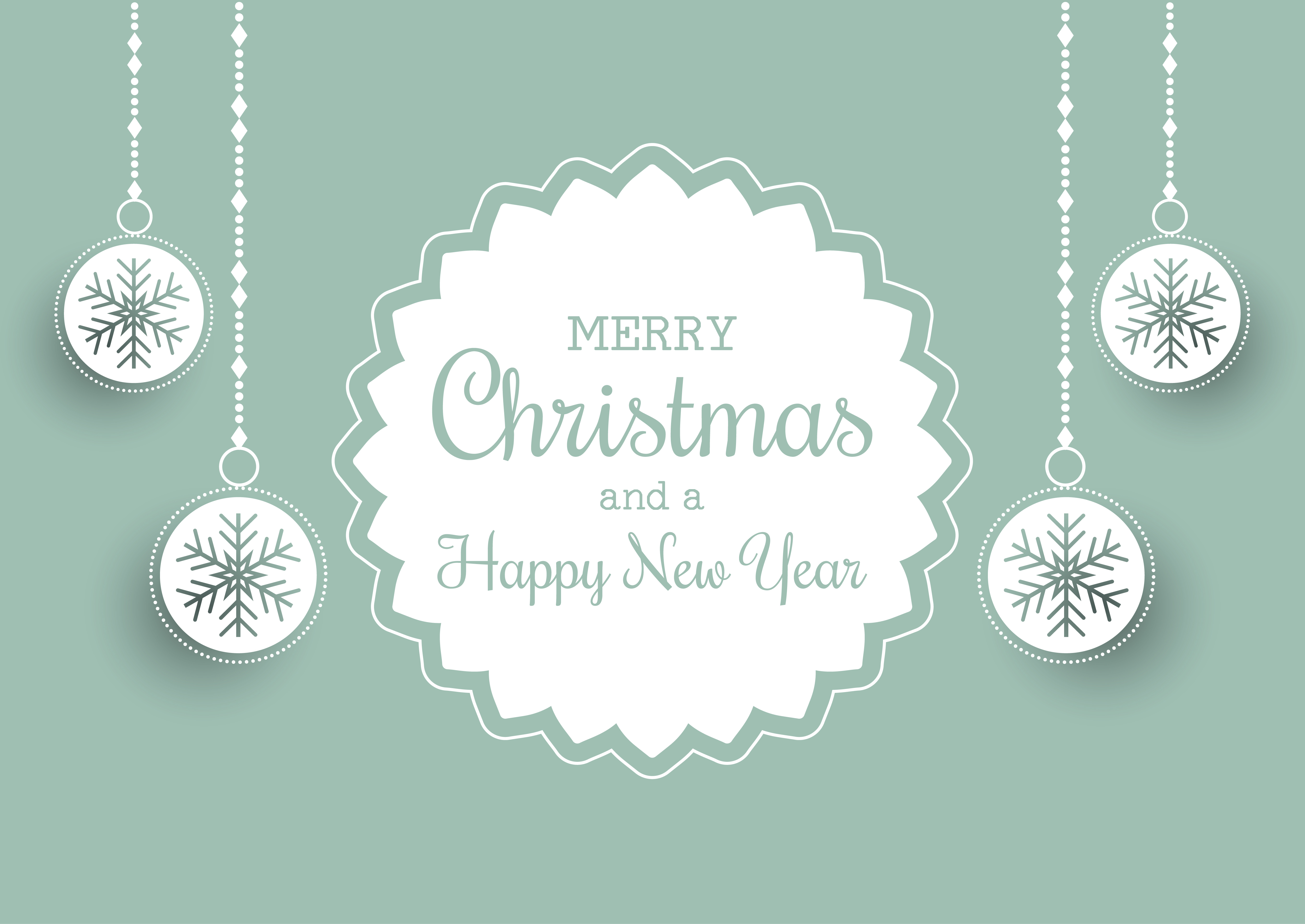 Christmas background with label and hanging baubles 267527 Vector Art