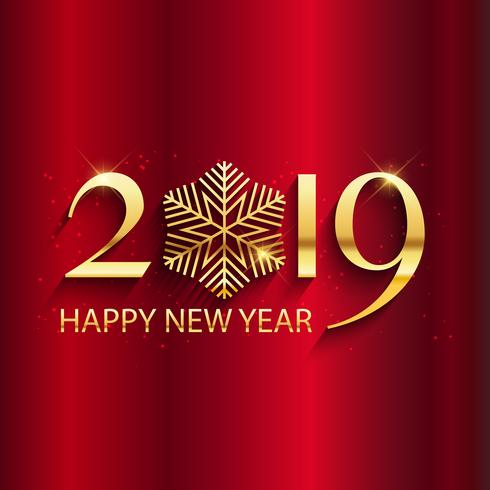 Happy New year background with gold lettering and snowflake desi vector