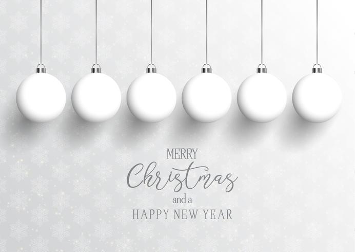 Christmas and New Year background with hanging baubles vector