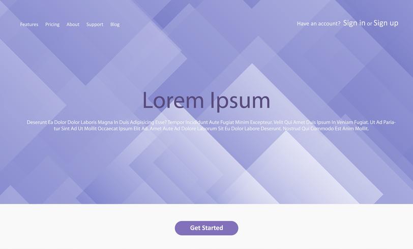 Abstract website landing page with geometric design vector