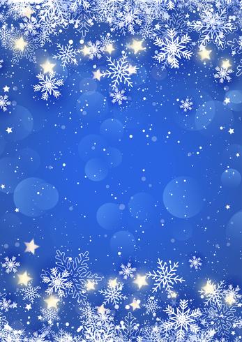 Navidad copos de nieve y estrellas vector