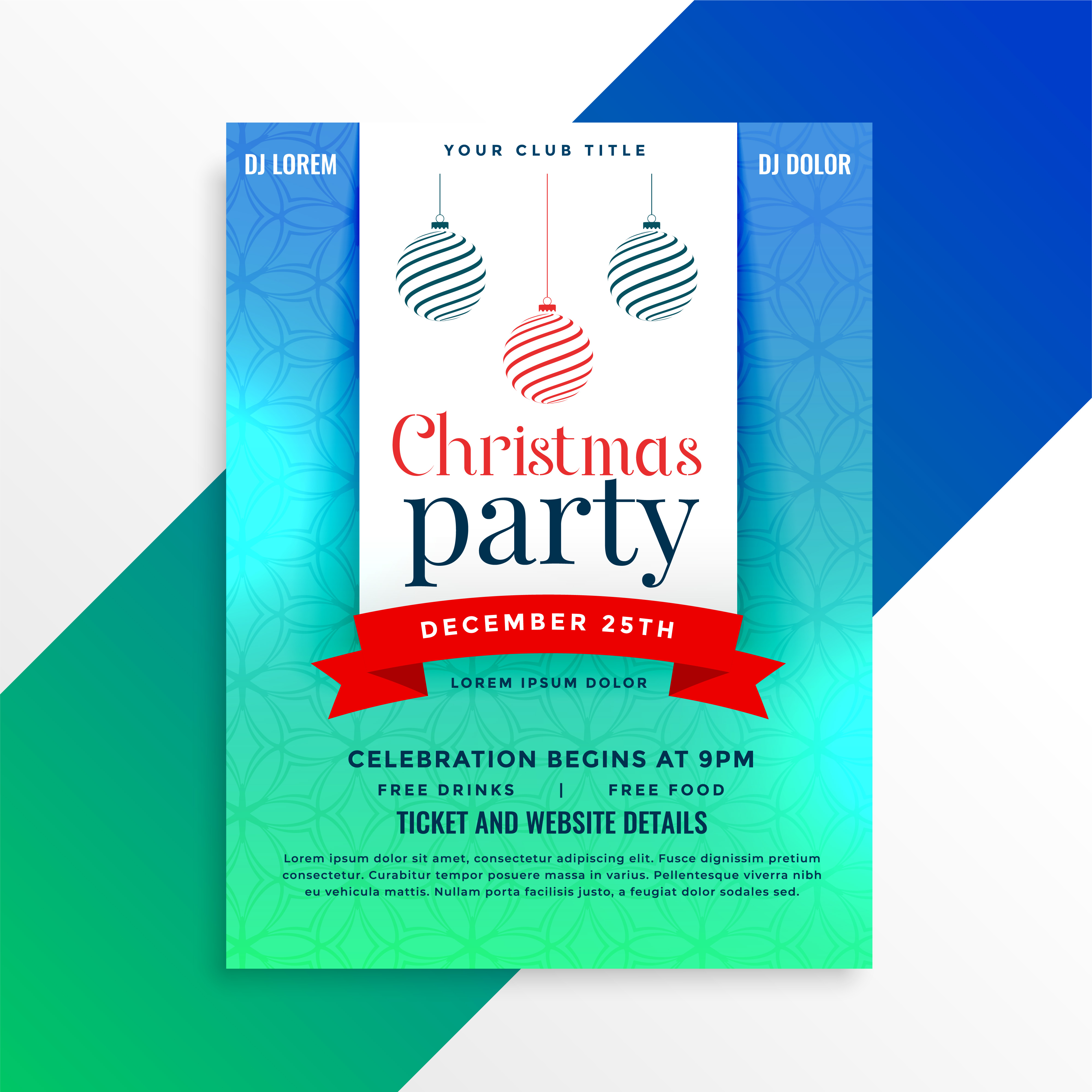 christmas party flyer design template - Download Free Vector Art, Stock ...