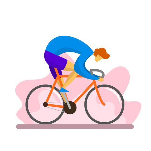 Flat Modern Boy Rides Single Speed Bicycle Vector Illustration