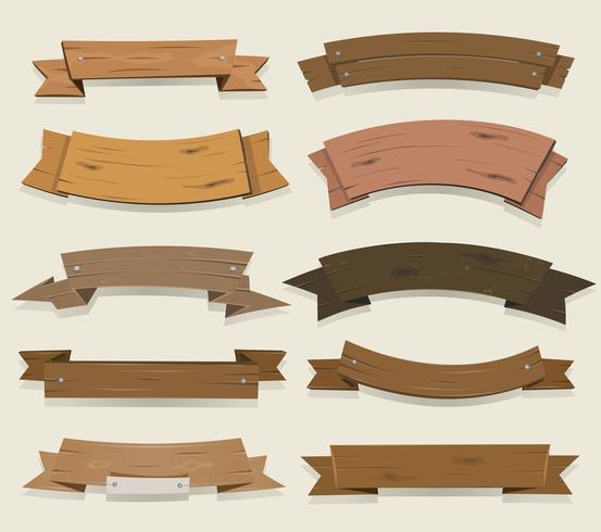 Cartoon Wooden Ribbons And Banners vector