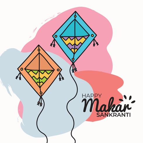 Doodled Makar Sankranti Kites vector