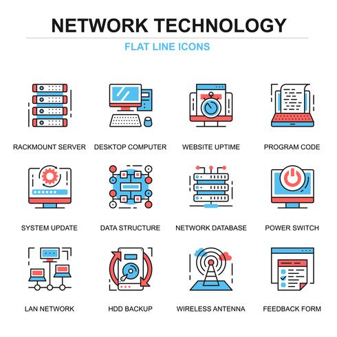 Conjunto de iconos de tecnología de red vector