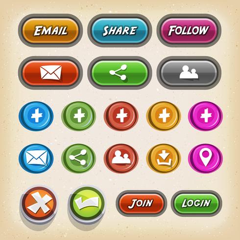 Iconos Y Botones Para Juego Ui vector