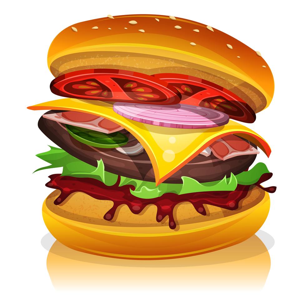 Big Bacon Burger 267717 Vector Art at Vecteezy