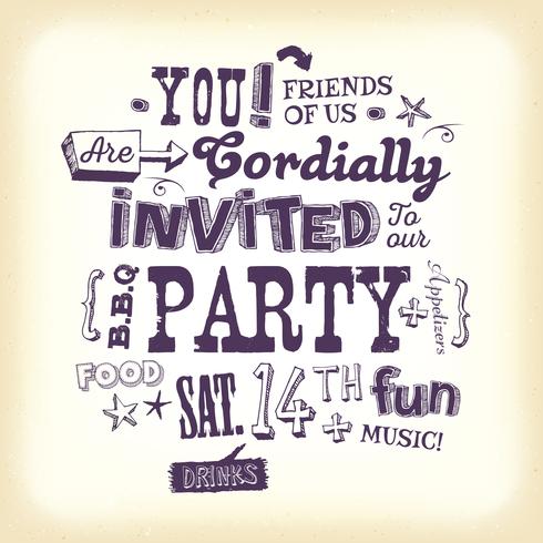 Vintage Party Invitation Poster With Hand Lettering vector