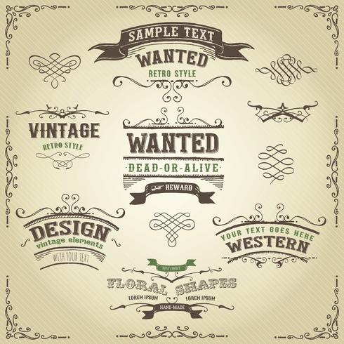 Hand Drawn Western Banners And Ribbons vector